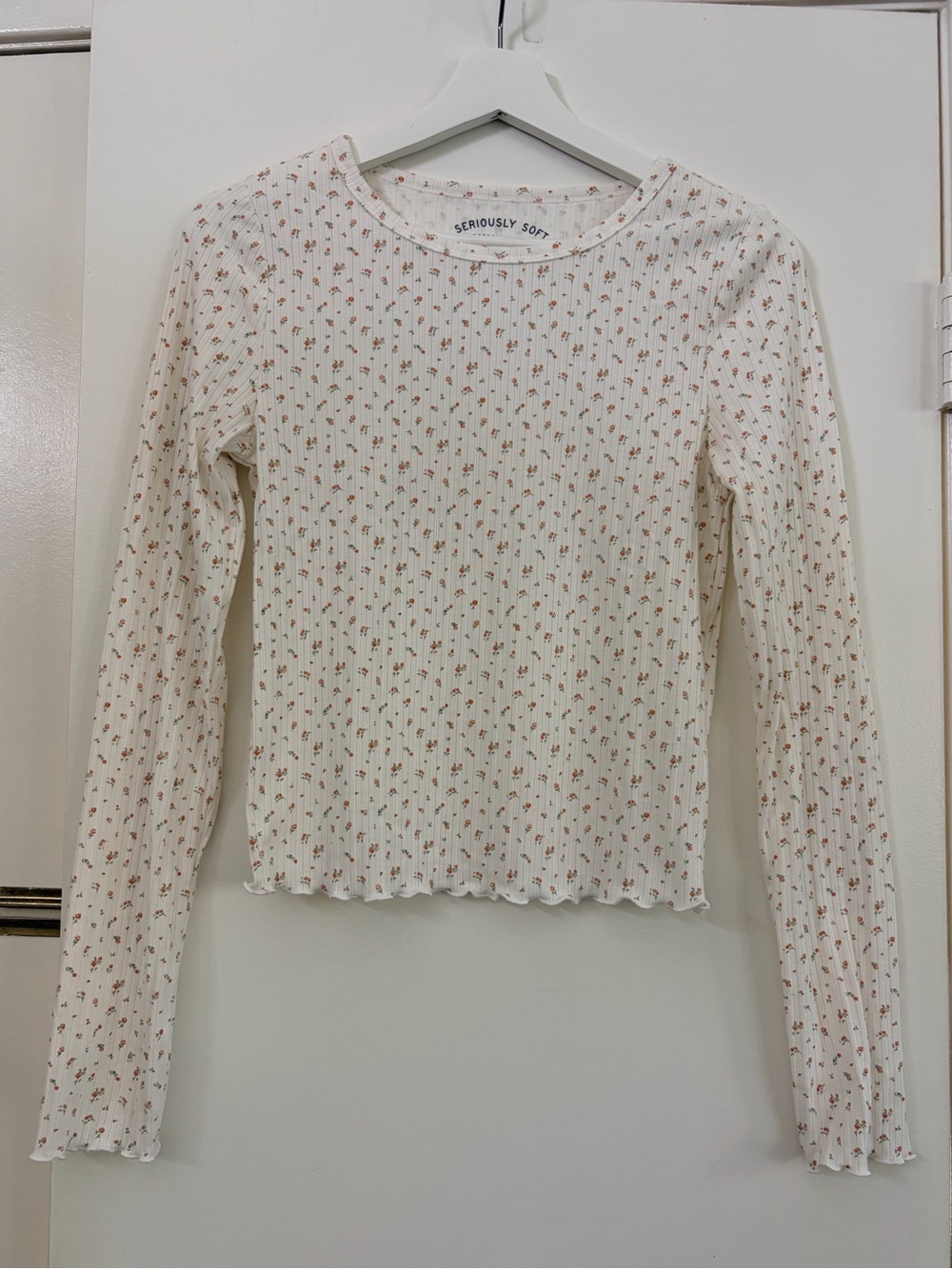 Aéropostale Seriously Soft Floral Ribbed Long Sleeve Top S
